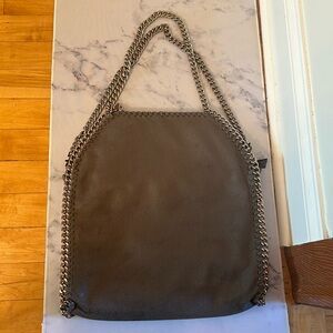 Gray Shimmer Suede Foldover Zipper Bag